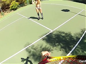bare-breasted tennis with Dani Daniels and Cherie DeVille